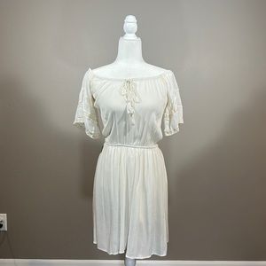 American Eagle Outfitters Off the Shoulder White Mini Dress